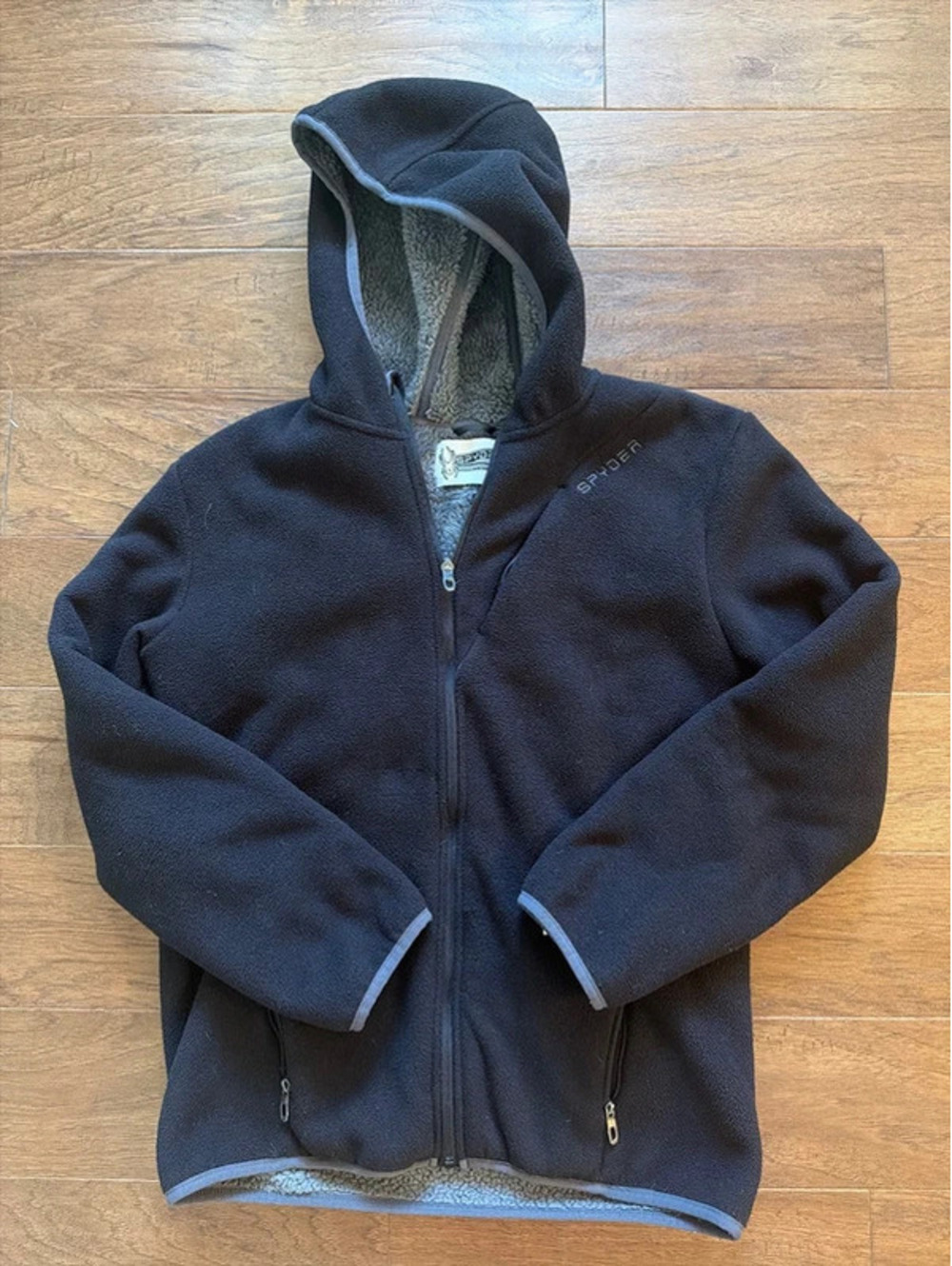 Spyder Boys XL Black Full Zip Sherpa-Lined Fleece Jacket Size 170